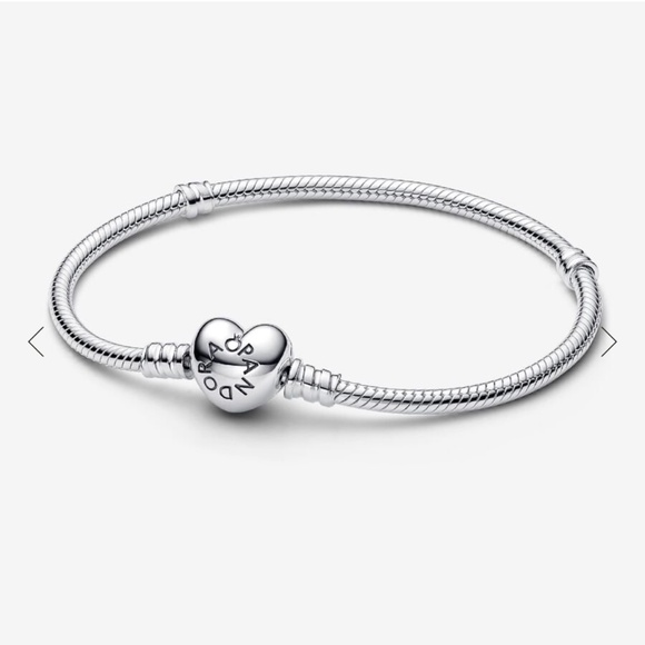 Pandora Moments Heart Clasp Snake Chain Bracelet Sterling silver - Picture 1 of 3